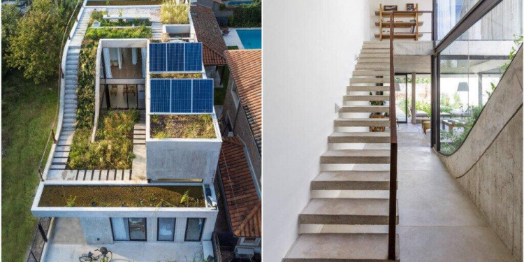 1633148734 nha pho giam luong tieu thu dien nang nho bo c1159834 - Nhà phố giảm lượng tiêu thụ điện năng nhờ bố trí 3 khoảng sân xuyên suốt chiều dài ngôi nhà